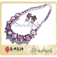 Joyería hermosa Unique Purple Flower Diamond Zircon Jewelry Sets